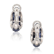 VAN CLEEF & ARPELS Platinum Mystery Set Sapphire and Diamond Hoop Ear Clips