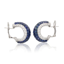VAN CLEEF & ARPELS Platinum Mystery Set Sapphire and Diamond Hoop Ear Clips