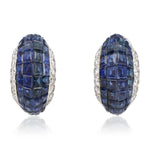 VAN CLEEF & ARPELS Platinum Mystery Set Sapphire and Diamond Hoop Ear Clips