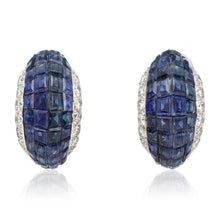 VAN CLEEF & ARPELS Platinum Mystery Set Sapphire and Diamond Hoop Ear Clips