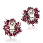 VAN CLEEF & ARPELS Platinum Mystery-Set Ruby and Diamond Flower Ear Clips