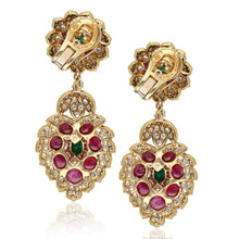 DAVID WEBB Cabochon Emerald and Ruby Ear Clips