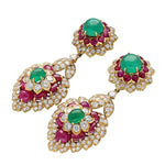 DAVID WEBB Cabochon Emerald and Ruby Ear Clips