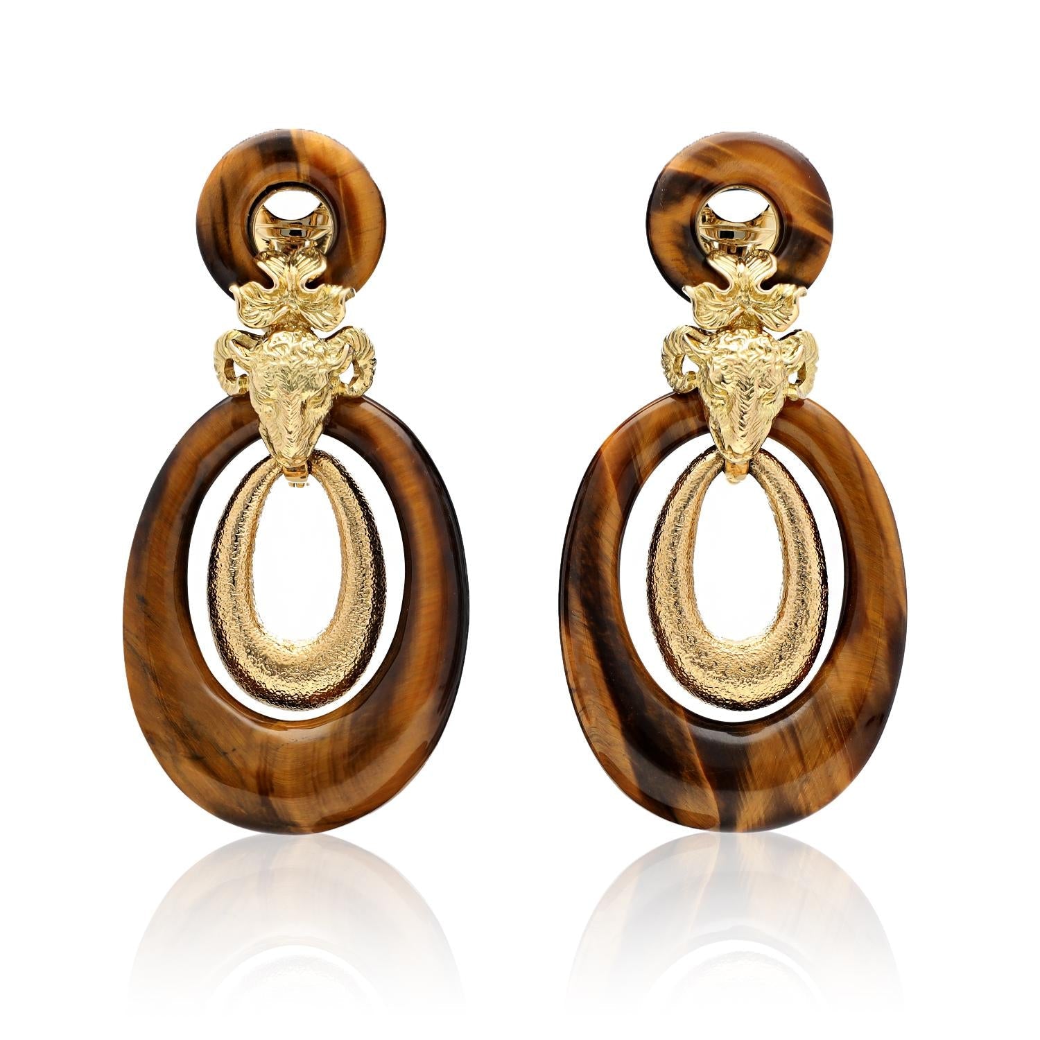 DAVID WEBB -Ram's Head Double Hoop Earrings