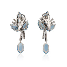 CARTIER LONDON Platinum Diamond and Aquamarine “Leaf” Ear Clips
