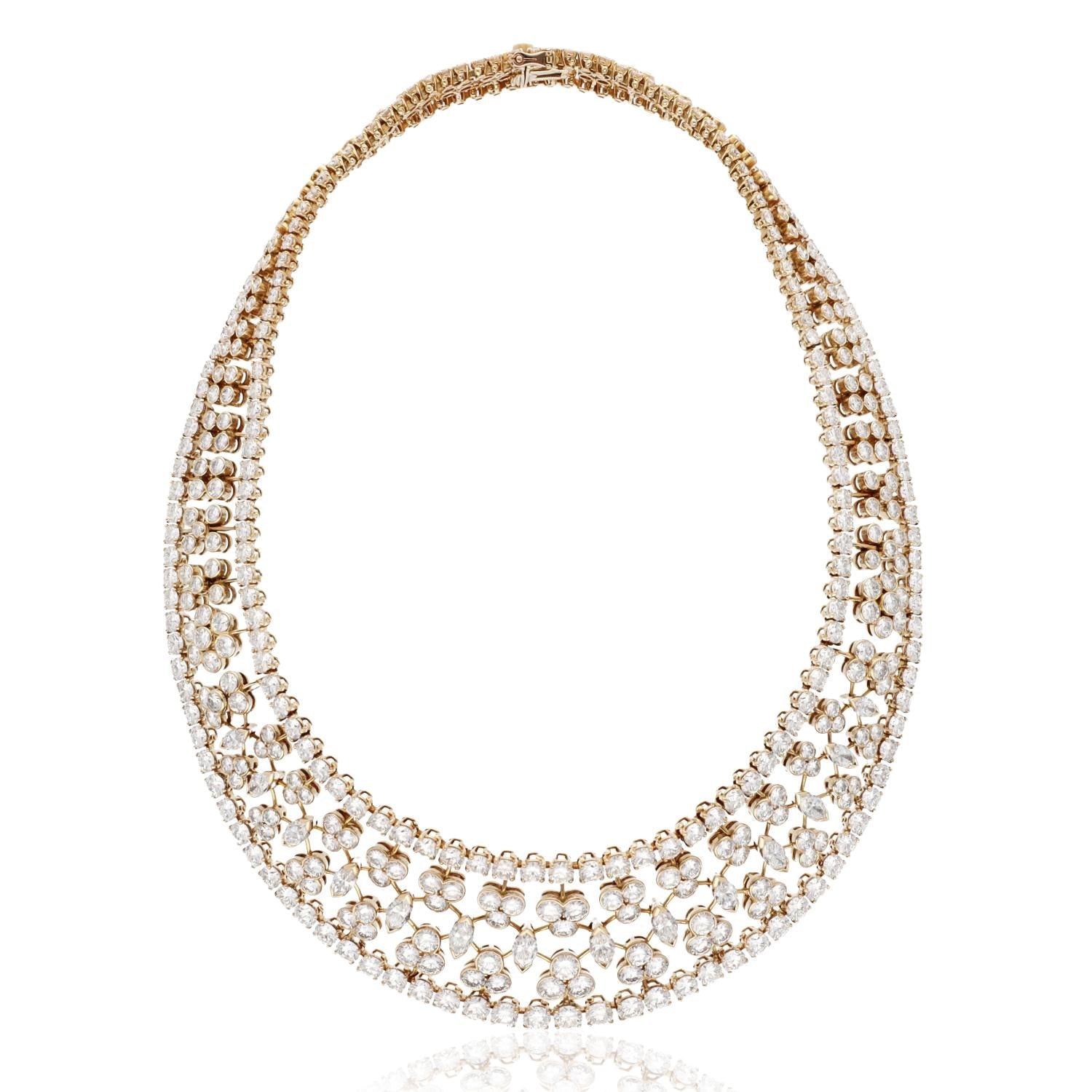 CARTIER 18K Yellow Gold Diamond Floral Lace Necklace