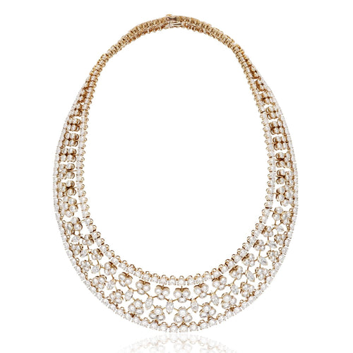 CARTIER 18K Yellow Gold Diamond Floral Lace Necklace