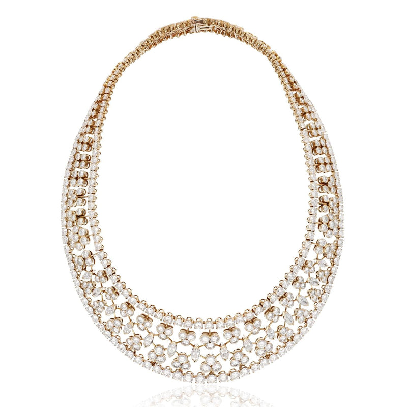 CARTIER 18K Yellow Gold Diamond Floral Lace Necklace