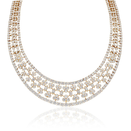 CARTIER 18K Yellow Gold Diamond Floral Lace Necklace