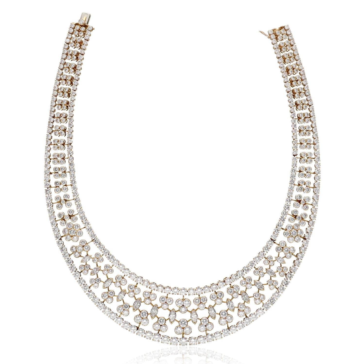 CARTIER 18K Yellow Gold Diamond Floral Lace Necklace