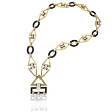 DAVID WEBB Diamond and Black Enamel “Ceremonial” Geometric Necklace