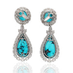HARRY WINSTON Turquoise and Diamond Necklace and Ear Clips