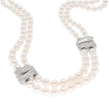 Van Cleef & Arpels 2 - Row Pearl Necklace with 3 - Diamond Barrel Clasps