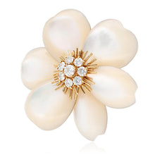 VAN CLEEF & ARPELS 18K Gold, Diamond and Mother of Pearl Rose de Noël Brooch