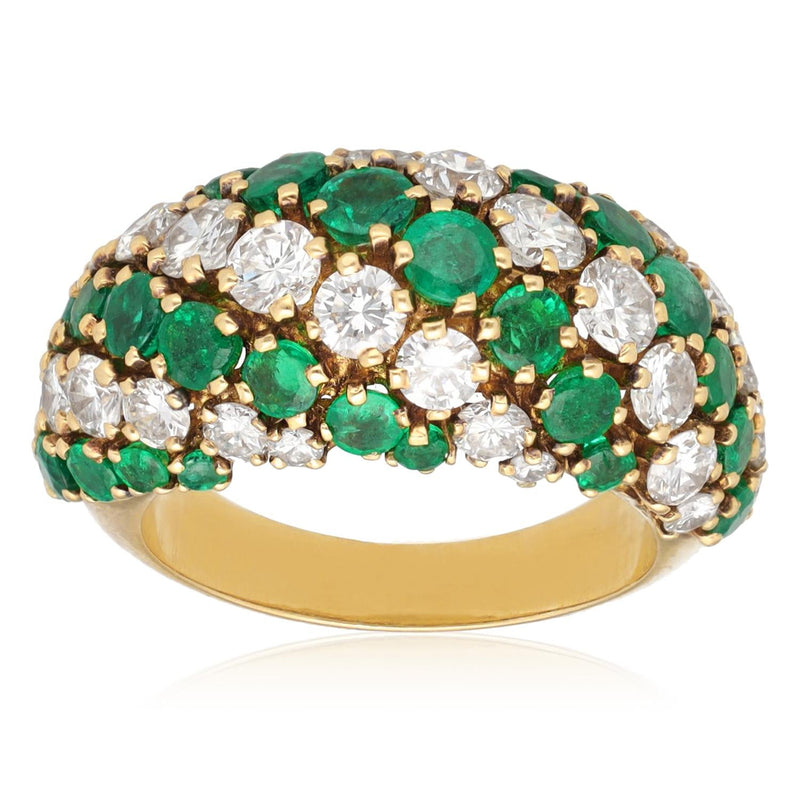 VAN CLEEF & ARPELS Emerald and Diamond Bombé Ring