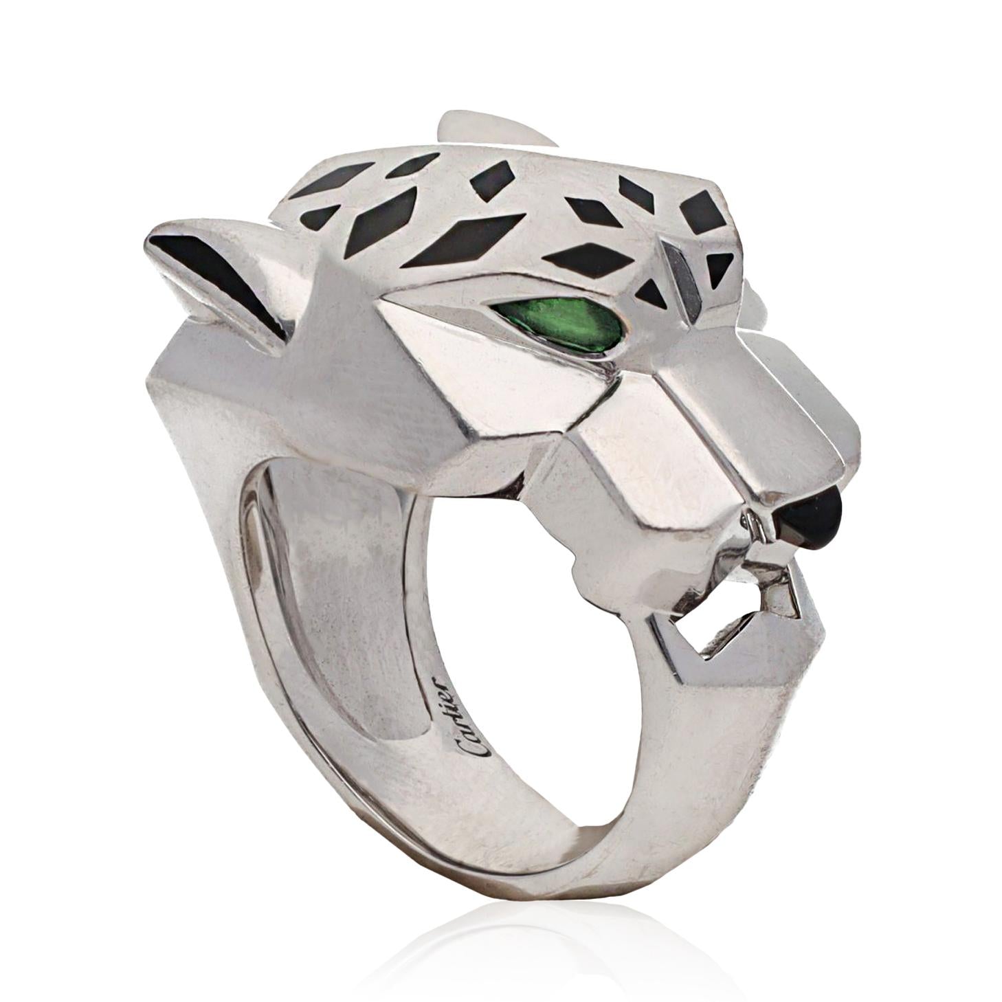 Cartier 18K White Gold Panther Head Ring