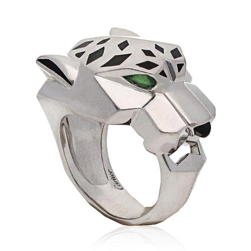 Cartier 18K White Gold Panther Head Ring