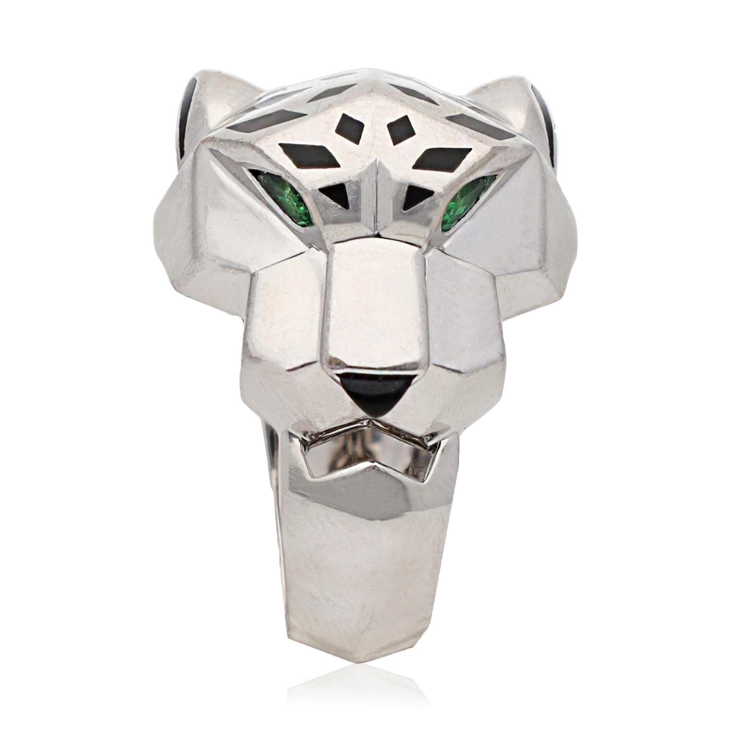Cartier 18K White Gold Panther Head Ring