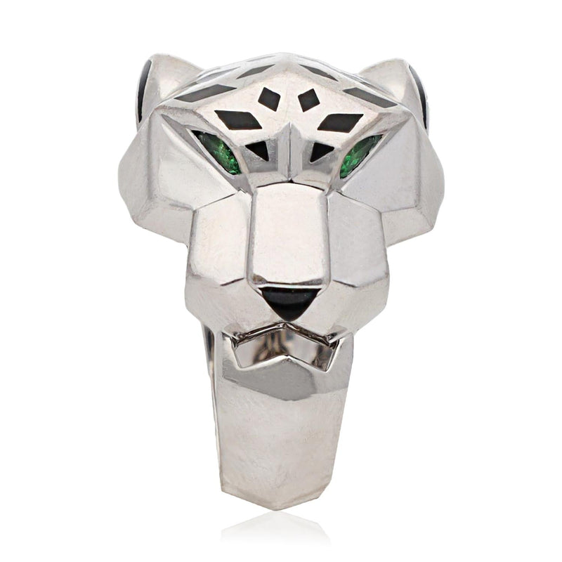 Cartier 18K White Gold Panther Head Ring