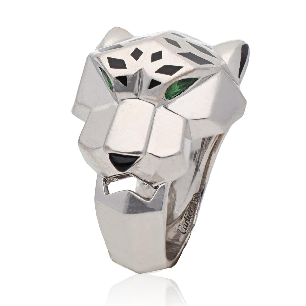 Cartier 18K White Gold Panther Head Ring