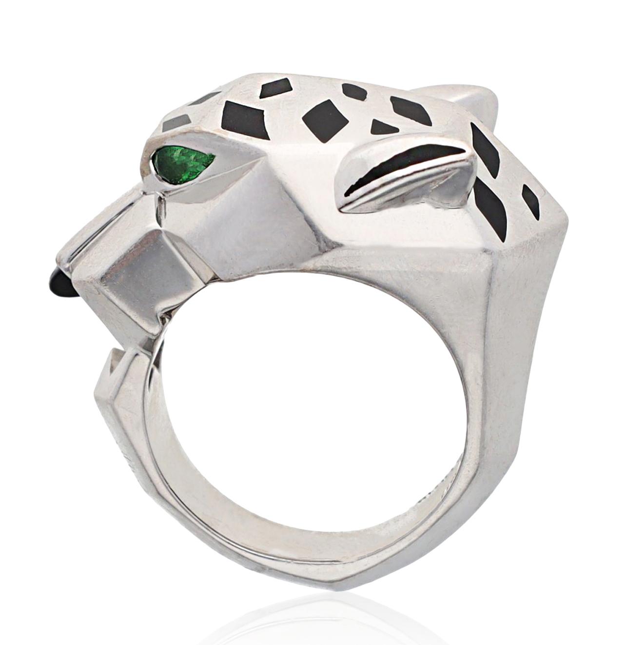 Cartier 18K White Gold Panther Head Ring