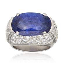 BULGARI Platinum Diamond and Oval-Shaped Ceylon No Heat Sapphire Ring