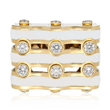 DAVID WEBB Diamond Wave Ring, White Enamel
