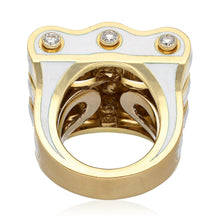 DAVID WEBB Diamond Wave Ring, White Enamel