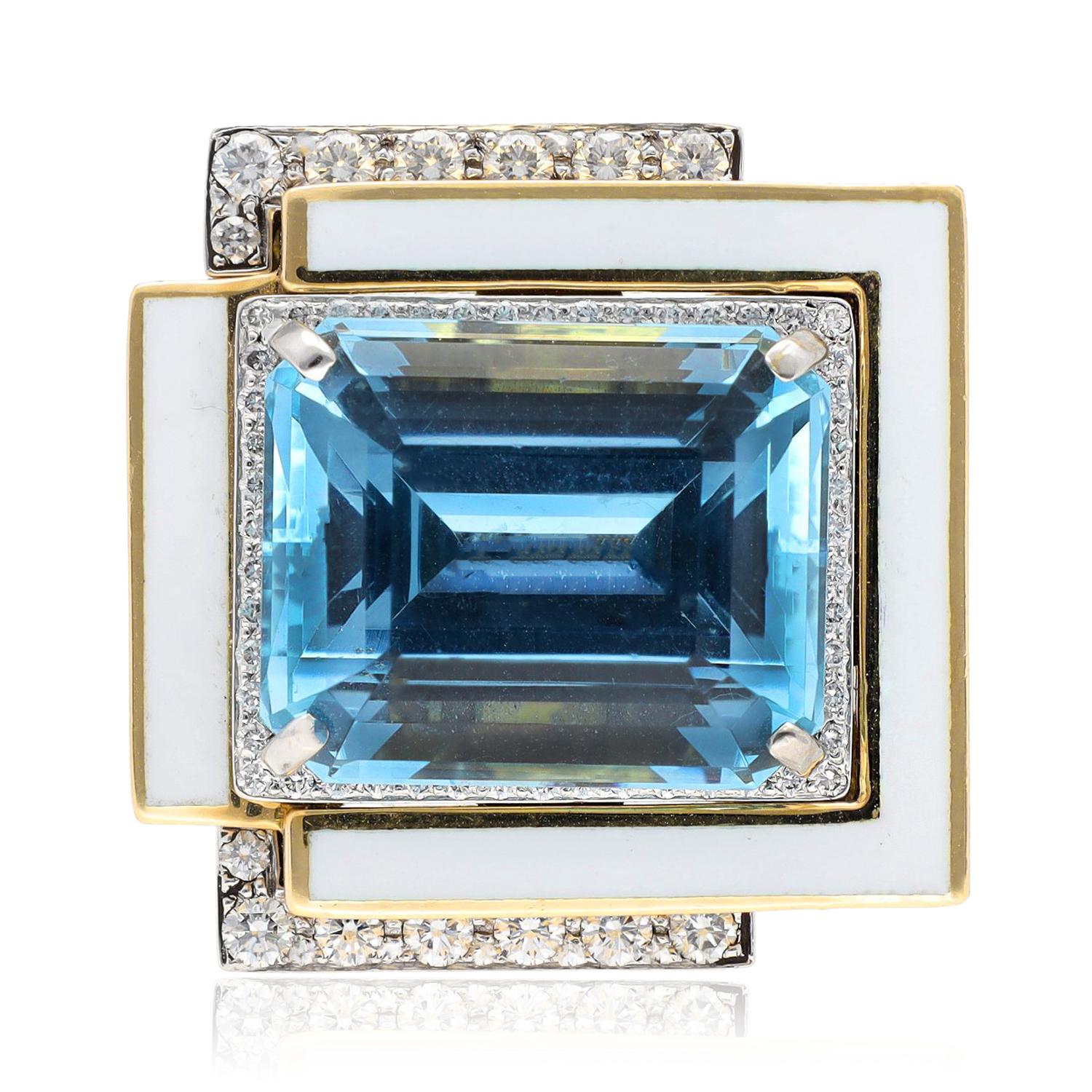 DAVID WEBB 'Cubist' Aquamarine Ring