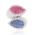 DAVID WEBB Carved Ruby and Sapphire Diamond Ring