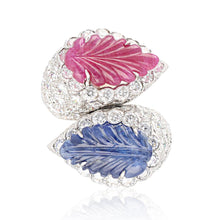 DAVID WEBB Carved Ruby and Sapphire Diamond Ring