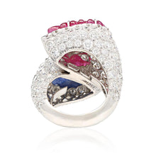 DAVID WEBB Carved Ruby and Sapphire Diamond Ring