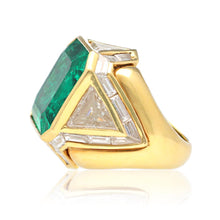 BULGARI Colombian Emerald and Diamond Architectural Ring