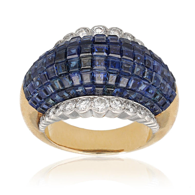 VAN CLEEF & ARPELS Sapphire and Diamond Myster Set Ring