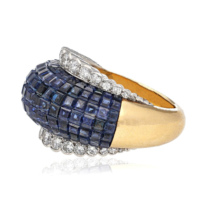 VAN CLEEF & ARPELS Sapphire and Diamond Myster Set Ring