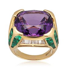 BULGARI Amethyst, Emerald & Diamond ‘Carré’ Cocktail Ring