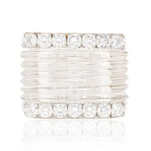 DAVID WEBB Carved Rock Crystal and Diamond "White Tuxedo" Ring