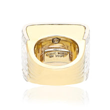 DAVID WEBB Carved Rock Crystal and Diamond "White Tuxedo" Ring