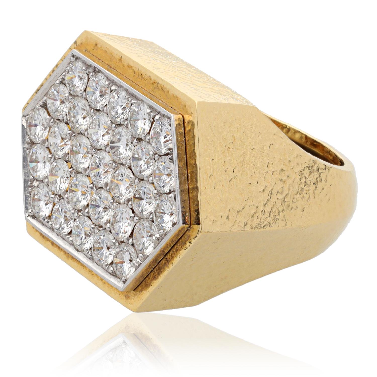 DAVID WEBB Hexagon Diamond Ring