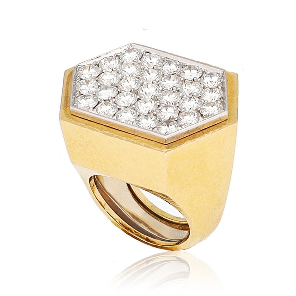 DAVID WEBB Hexagon Diamond Ring