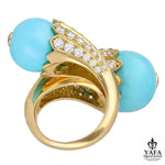 DAVID WEBB Turquoise 'Flower Bud Crossover' Ring