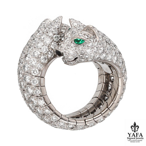 CARTIER Double Panthere Lakarda 18k Gold Diamond Ring