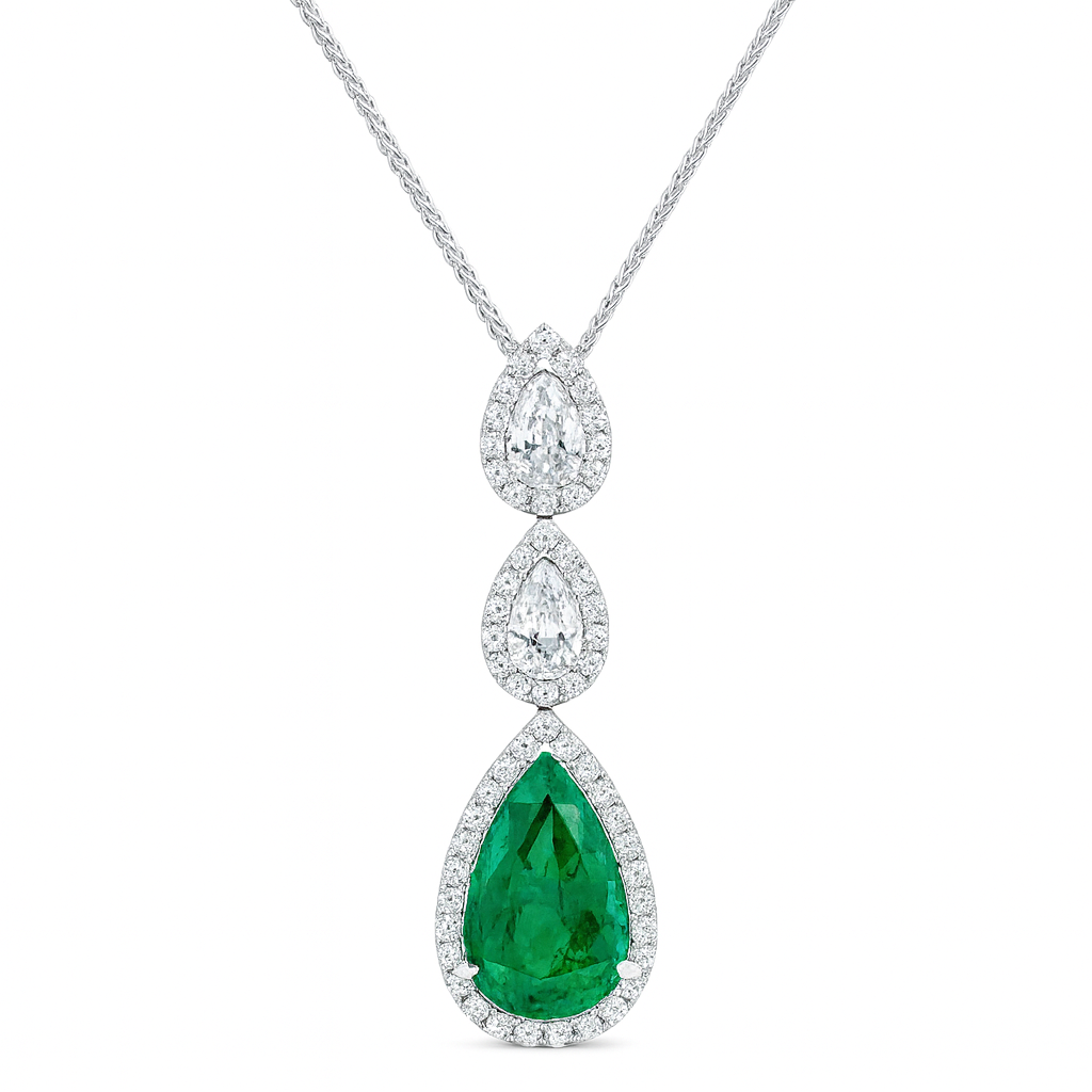 EP056826 - 18KW/3.5G 1EMER-7.23CT 2PEAR-1.01CT 59RD-0.60CT