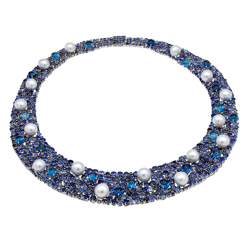 N015229 - 18KW-10-12mm-S.Sea S-114ct B.Topaz-53ct 150G
