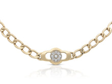 Vintage 1990s Hammerman Brothers Gold Link Chain Necklace with Diamonds