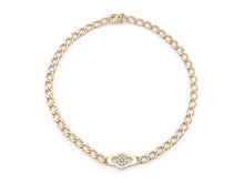 Vintage 1990s Hammerman Brothers Gold Link Chain Necklace with Diamonds