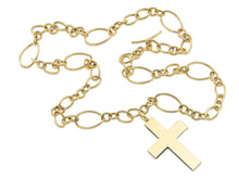 Faraone Mennella Wood & Gold Cross Pendant Link Necklace
