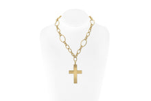 Faraone Mennella Wood & Gold Cross Pendant Link Necklace