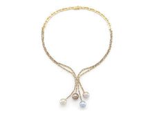 Multi-Color Pearl and 7.60 Carat Diamond Lavalier Necklace