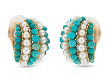 Vintage 1960s Van Cleef & Arpels Turquoise and Pearls Twist Set